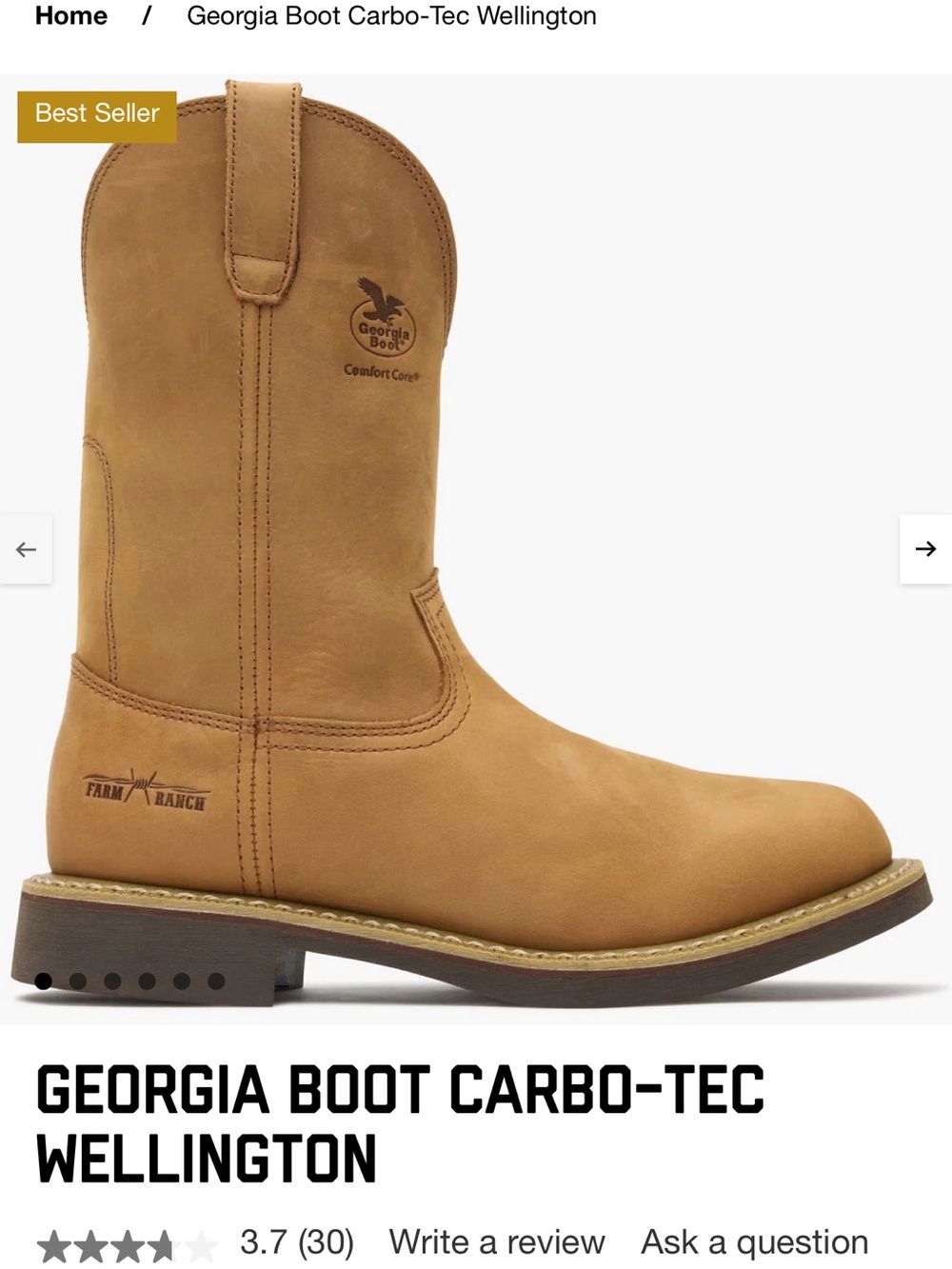 Georgia Boot Tan Pull-On Leather Work Boot